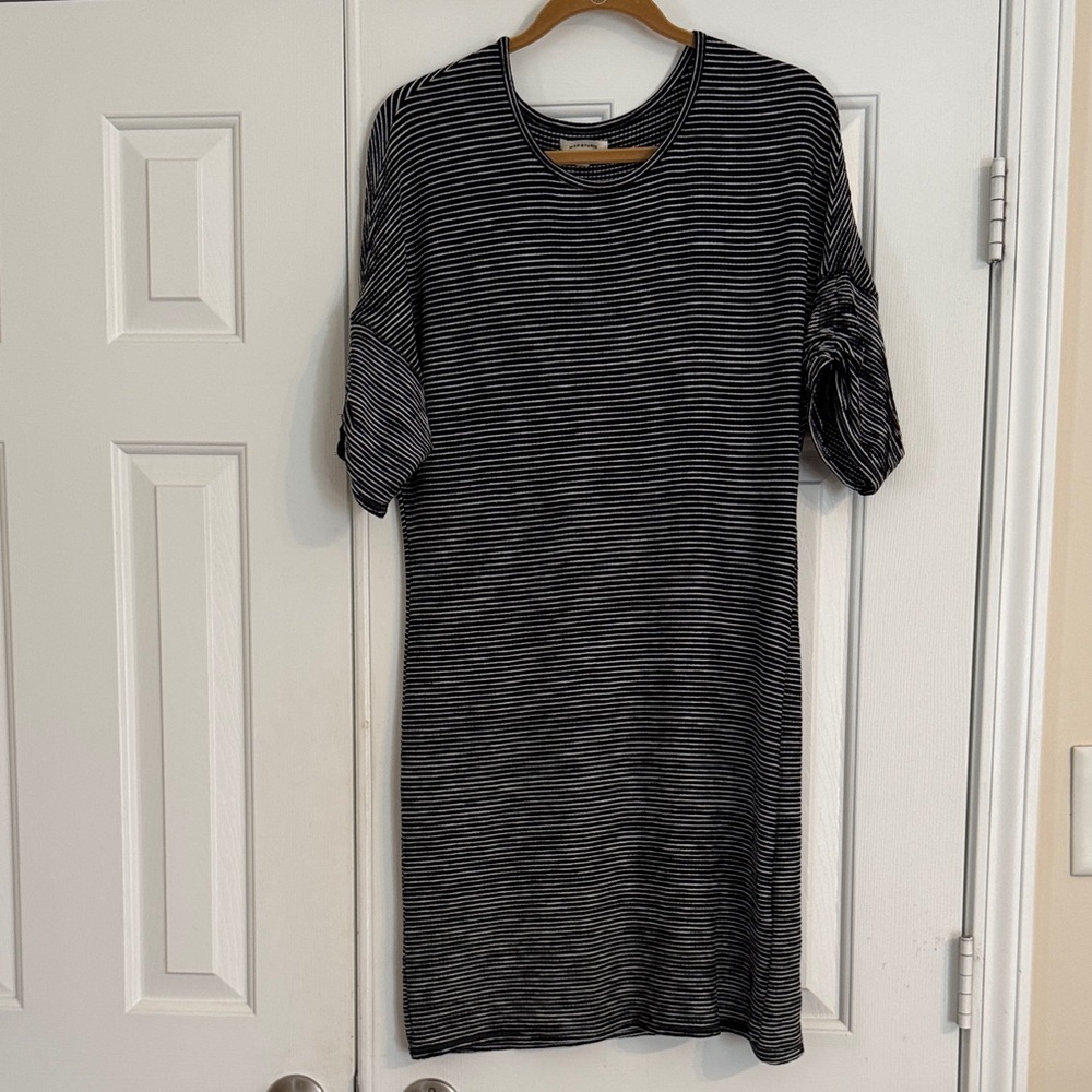Max Studio Black and White Striped Midi Shift Dress
